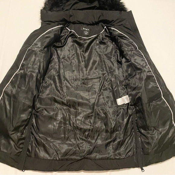 DKNY Women's Black Hooded Puffer Coat Size Small - Picture 9 of 16
